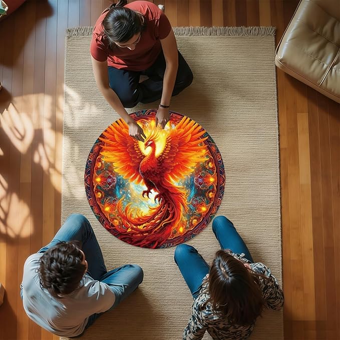 1000 Piece Puzzle for Adult, Phoenix Jigsaw Puzzle 1000 Pieces, Impossible Challenging Fun Puzzle for Adult, Round 26.6 x 26.6 Inch Unique Difficulty Puzzle for Birthday Gift