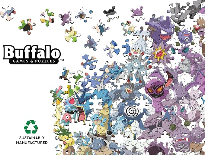 Buffalo Games – Pokemon: Kanto 151 500 Piece Jigsaw Puzzle Colorful Puzzle for Adults – Precision-Cut Pieces, Beautiful Artwork, and Hours of Relaxing Fun