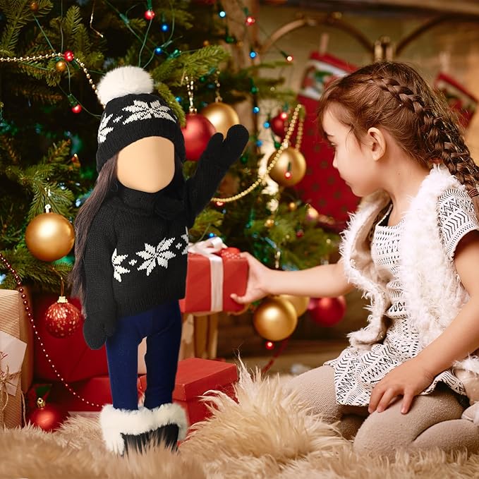 Bencailor 6 Pcs 18 Inch Christmas Doll Clothes and Accessories Winter Outfits Set Sweaters Trousers Hats Shoes Gloves for 18 Inch Doll Gifts(Black)