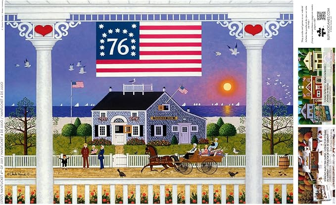 Buffalo Games Jigsaw Puzzles for Adults 500 Pieces - Charles Wysocki - Nantucket 4th of July - Hard Adult Puzzle with Reference Poster, Fun, Unique & Challenging for All Abilities, Large 21.25 x 15
