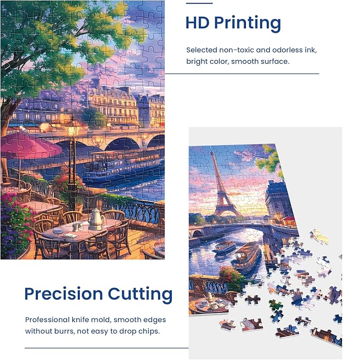 300 Piece Puzzle for Adults-Blooming Paris | Recycled Cardboar Jigsaw Puzzles 300 Pieces | Challenging Family Activity Great Gift Idea for Family Friends | Difficult Puzzles Size 20.5X 15 inches
