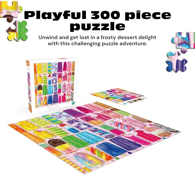 Buffalo Games - Frosty Treats - Lars Stewart - 300 Piece Large Jigsaw Puzzle for Adults - Playful Summer Ice Cream Art - Finished Size is 21.25 x 15.00, Oversized Pieces