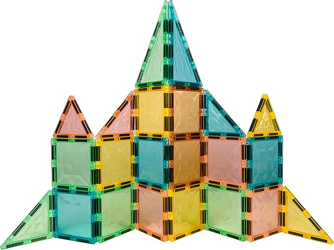 Magnetic Tiles,Magnet Building Blocks Construction Stacking Educational Toy Creative Playboard for Kids Ages 3+ (032 Pieces)