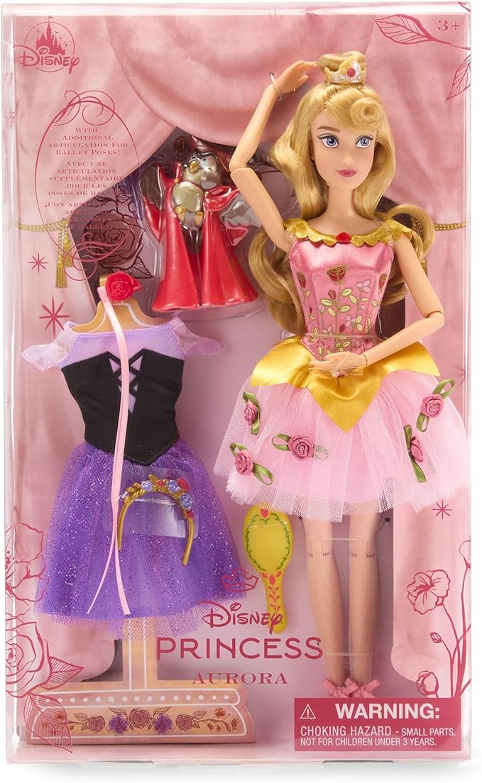 Disney Store Official Princess Ballet Doll - 11 Inch Aurora Ballerina Doll - Includes Brush with Molded Details, 2 Tutu Outfits, Accessories and Owl Figure - Disney Princess Toys for Girls