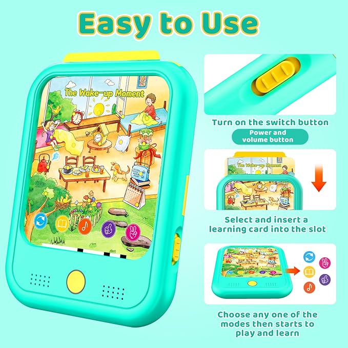 Kids Learning Tablet Bilingual, Educational Learning Toys for Toddlers 3-5 Year Olds, with 2000+ Words and Games, Autism Sensory and Speech Therapy Toys, 3 4 5 6 Year Old Boy Girl Birthday Gift(Green)