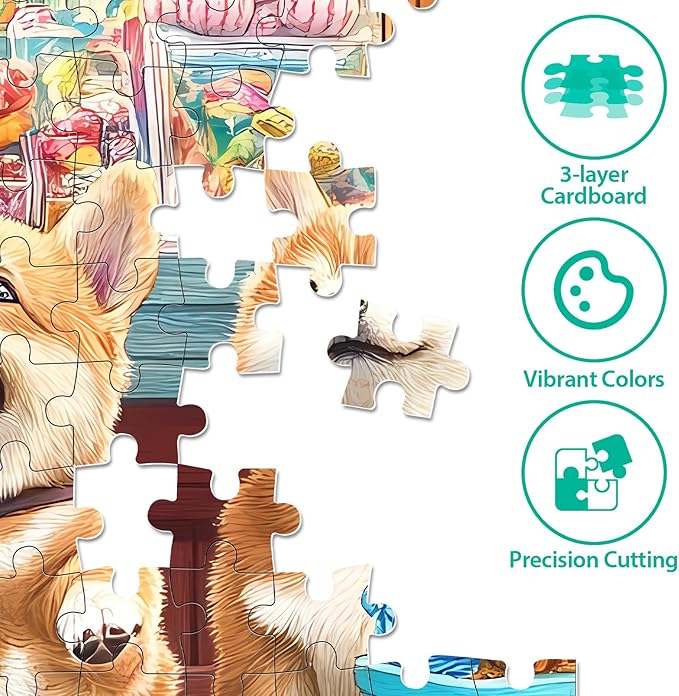 300 Piece Puzzles for Adults, Cute Dogs Jigsaw Puzzle for Adults Kids Seniors, Recycled Cardboard XLarge Piece Puzzle 300 Piece, Challenging Game Family Activity Great Gift for Friends 20.5 * 15 in