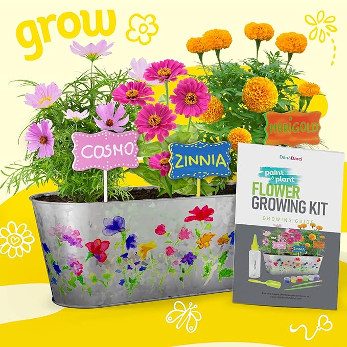 Dan&Darci Paint & Plant Flower Growing Kit for Kids - Easter Gift Ideas Age 5 6 7 8-12 Year Old Girl - Birthday Crafts Gifts for Girls & Boys, Fun Gardening Kits, Art Projects for Ages 5-12 Years