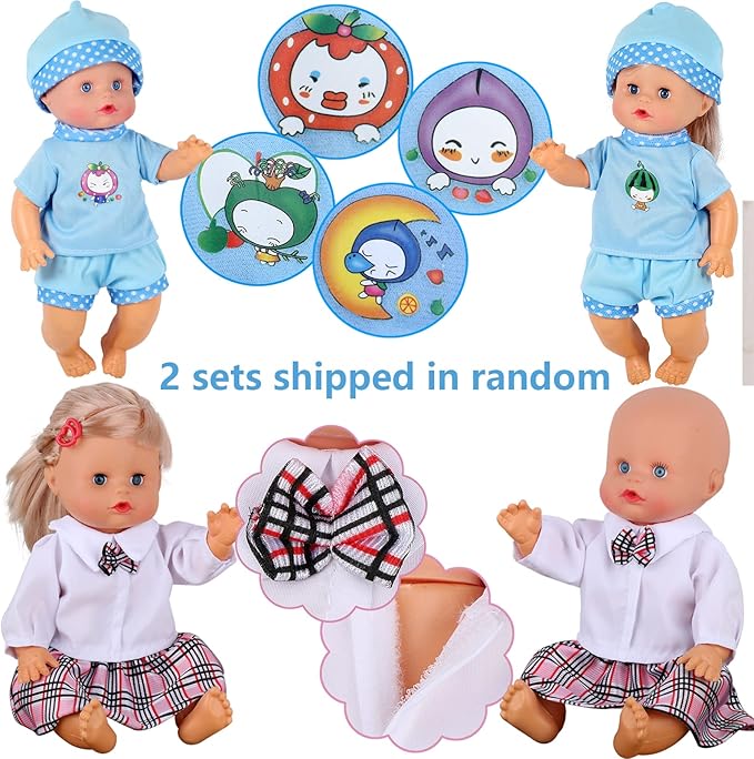 9 Sets for 9-10-11 Inch Alive Baby Doll Clothes Reborn Newborn Dress Outfits Clothing Costumes with Kitchen Accessory