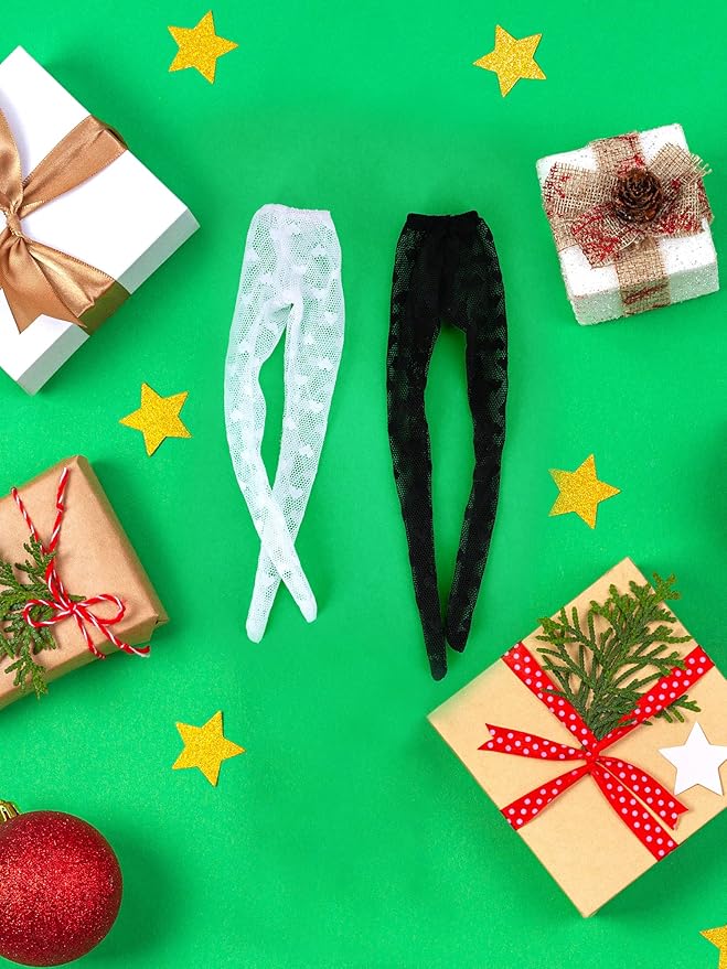 6 Pieces Doll Tights 12 Inch Handmade Doll Lace Stockings Female Long Sock Legging Casual Accessories for DIY Gifts(Heart Print)