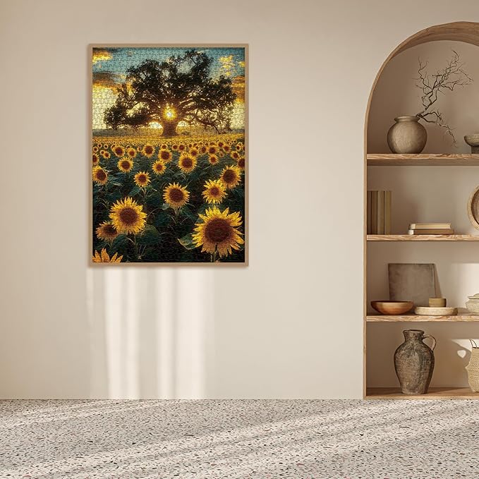 Sun and Life Puzzle 1000 Piece for Adult, Nature Flower Landscape Jigsaw Puzzles, Plant Pretty Scenic Puzzle