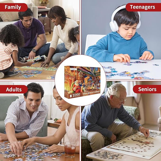 1000 Piece Christmas Puzzle for Adults Christmas Puzzle 1000 Pieces Santa Claus Puzzles Santa's House Oil Painting Puzzles Christmas Jigsaw Puzzle 1000 Pieces for Adults Teens Kids Challenging Gift