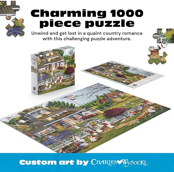 Buffalo Games - Puzzles for Adults 1000 Pieces Charles Wysocki's Love Jigsaw Puzzle, Silver Select Premium Giftable Box with Foil Accents
