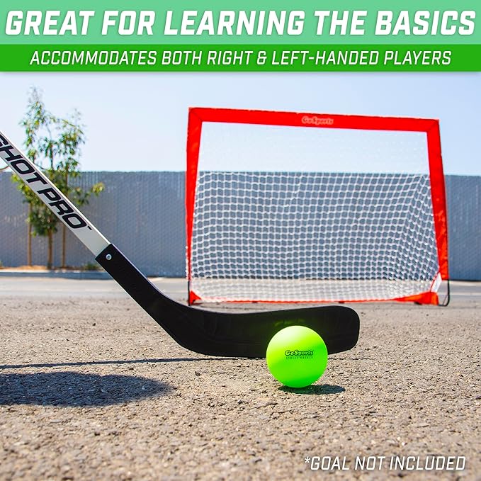 GoSports Street Hockey - Choose Between Street Hockey Goal Set with Sticks, Street Hockey Balls (6 Pack) or Street Hockey Sticks (2 Pack)