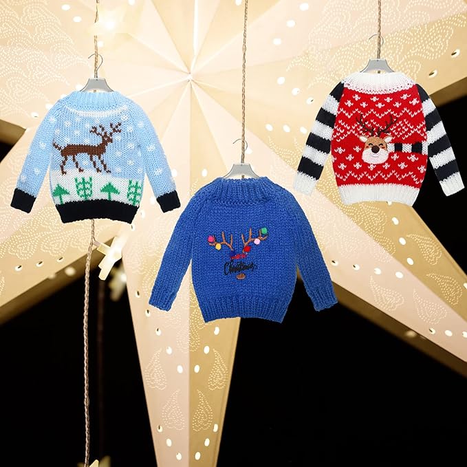 Chalyna 6 Pcs Christmas Doll Clothes Christmas Accessories Outfit Small Sweater Knitted Clothing Xmas Accessory Santa Clothing Accessories Clothes, Doll is Not Included(Stylish)