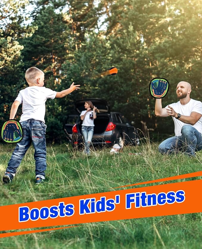 Toss and Catch Ball Game - Baseball Glove Style - Toddler Activity Toys for Boys Girls 3 4 5 6-8 Year Old - Birthday Gifts Easter Basket Stuffers - Kids Outdoor & Indoor Games for Beach Yard Lawn