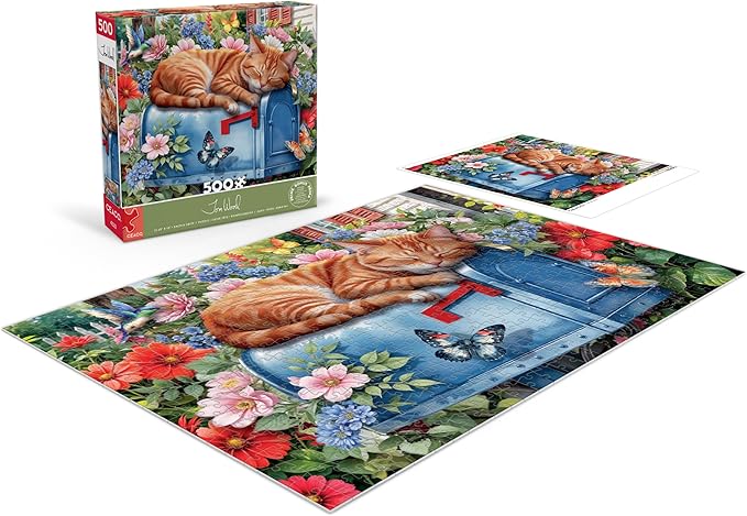 Ceaco - Tom Wood - Cat Nap - 500 Piece Jigsaw Puzzle - Relaxing and Fun Activity for Adults