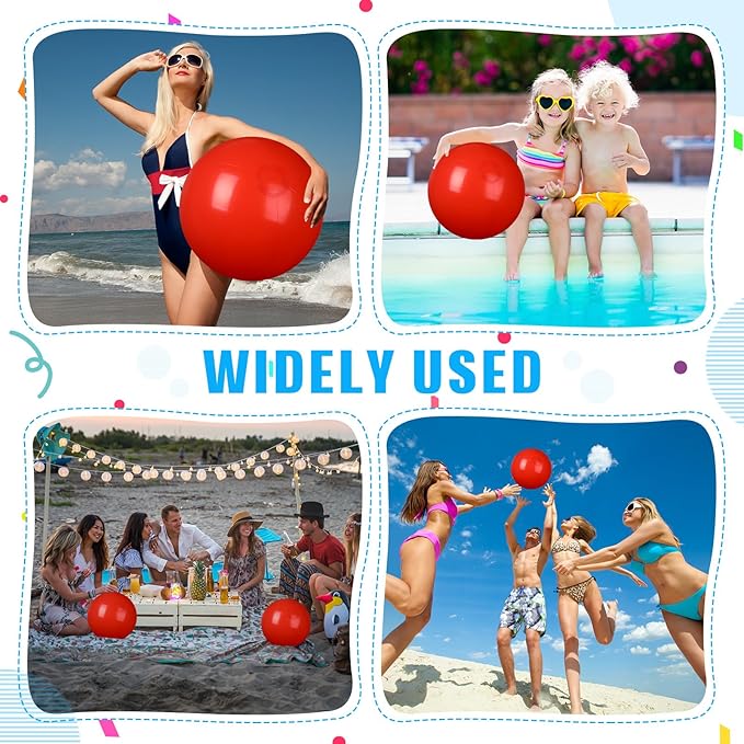 8 Pcs 12 Inch Solid Red Beach Balls Inflatable Beach Ball Bulk Large Blow up Pool Game Toys