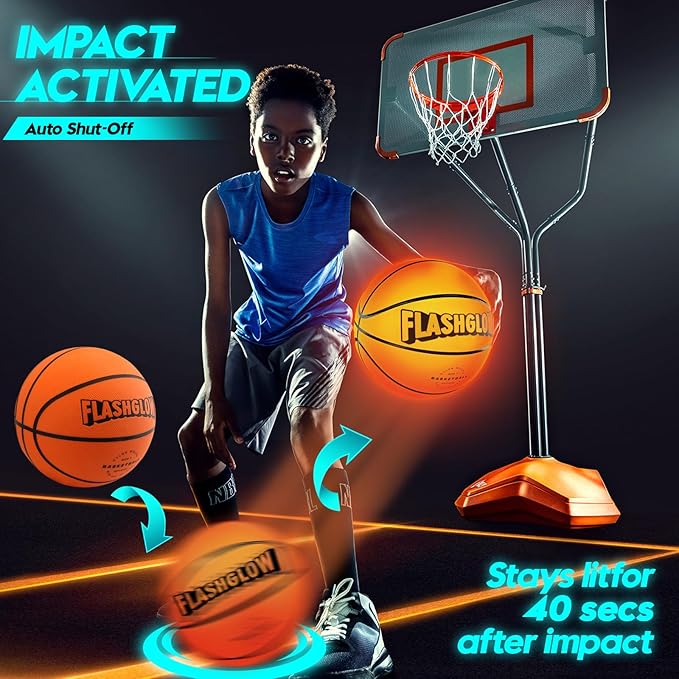 Light Up LED Basketball For Teen Boys: Cool Nighttime Ball Game Gifts For Birthday Christmas Easter – Glow In The Dark Sports Toy – Size 7 Outdoor Rubber Ball For Boys Girls Ages 8 9 10 11 12 13 14 15