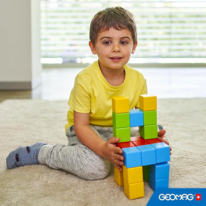 Geomag Magicube Magnetic Building Blocks for Toddlers Ages 1–5, Swiss-Made STEM Toy (24-Piece - Montessori)