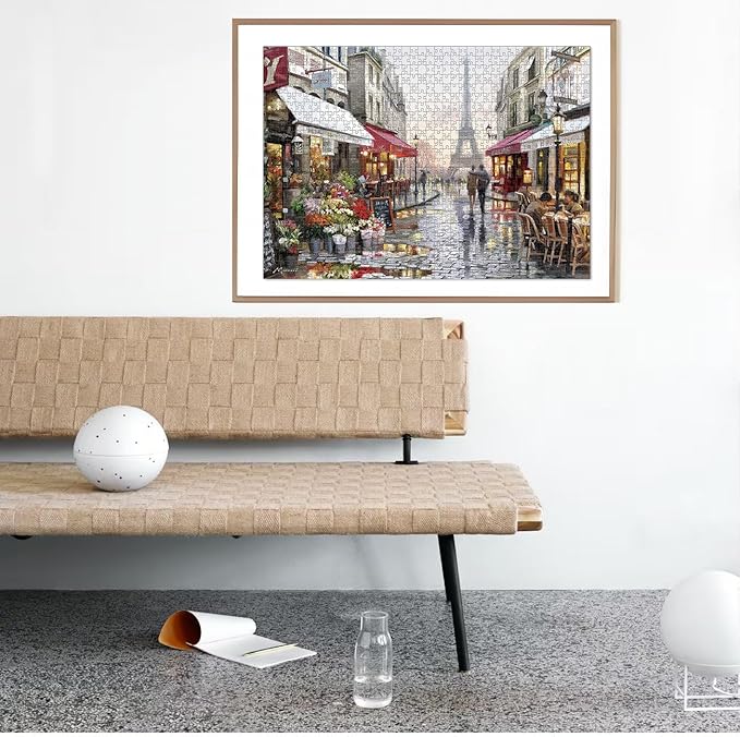 1000 Piece Jigsaw Puzzle for Adults Teens Kids - Fine Art Challenging, Paris Street 1000Pcs Puzzle, Family Game Gift, Size 27"x20"