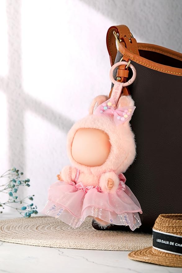 Doll Clothes for Labubu 17cm Have a Seat & Exciting Macaron & Big into Energy Series Dolls, Adorable Chic Dress Set for 17cm Dolls Accessories (Pink Gauze Skirt + Hairband)
