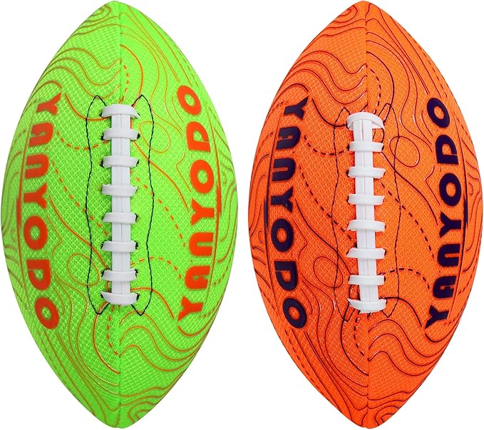 Pool Beach Water Football - 2 Pack Waterproof Football Great Grip for Swimming Pool Beach Lake Park Backyard Outdoor Play(Size 6,Orange&Green)