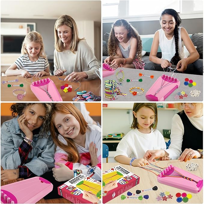 Friendship Bracelet Making Kit for Girls Ages 8-12, Kids Jewelry Making Kit with 28 Pre-Cut Threads and Letter Beads, Arts and Crafts for Kids, Birthday Easter Gifts for 6 7 8 9 10 11 12 Year Old