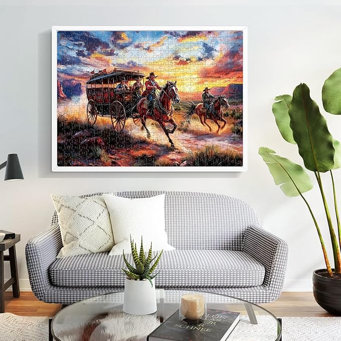 500 Piece Puzzles for Adults, Wild Horses Jigsaw Puzzles 500 Pieces, Beautiful Sunset Sky Jigsaw Puzzles, Challenging Puzzle Home Decor Birthday Party Gift for Adults Seniors Age 14+