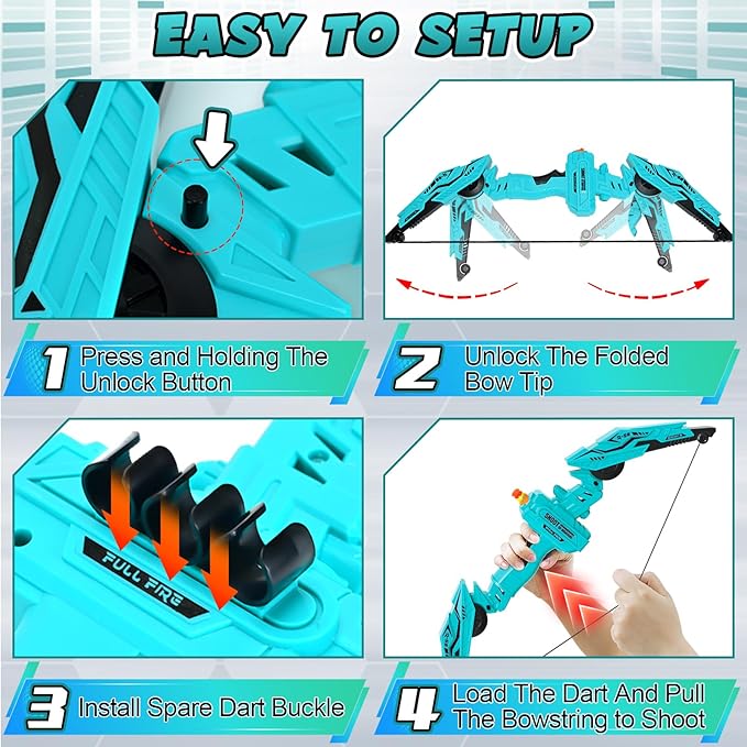 Bow and Arrow Set for Kids, Archery Toy Set Compliant for Nerf Dart, with 30 Soft Dart and 35 Suction Cup Arrows, Kids Outdoor Sports Toy Archery Gmaes for Boys Girls Ages 3-5 6-8