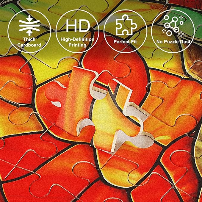 Tree of Life 500 Piece Puzzles for Adults Mosaic Stained Glass Jigsaw Puzzles Colorful Puzzles for Adults 500 Pieces with Letters on Back Impossible Hard Difficult Challenging Family Puzzles