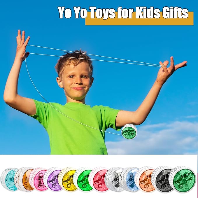 24 Pack Light Up YoYo Toys LED Flashing Yo-Yos Bulk Party Favors Glow Yo Yo Balls for Birthday Giveaways Classroom Rewards Carnival Prizes,12 Colors