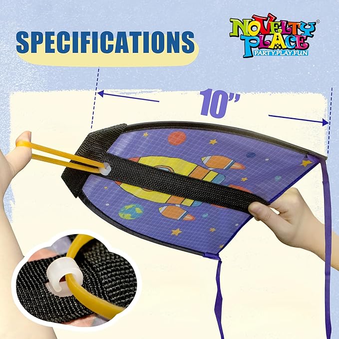 Novelty Place 2 Pack Thumb Ejection Kite Toy - Kite Launcher Slingshot Catapult Kites for Boys Girls Kids & Teens, Mini Beach Kites Easy to Launch and Fun Outdoor Flying Experience(Jet,Rocket)