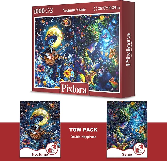 1000 Piece Jigsaw Puzzles for Adults,Puzzles 1000 Pieces 2 Pack Fantasy and Music Theme, Enchanted Forest Design, Challenging Puzzles for Game Night, Ideal for Gift Giving