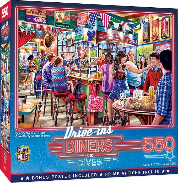 Masterpieces 550 Piece Jigsaw Puzzle for Adults and Family - Duffy's Sports & Suds - 18"x24"
