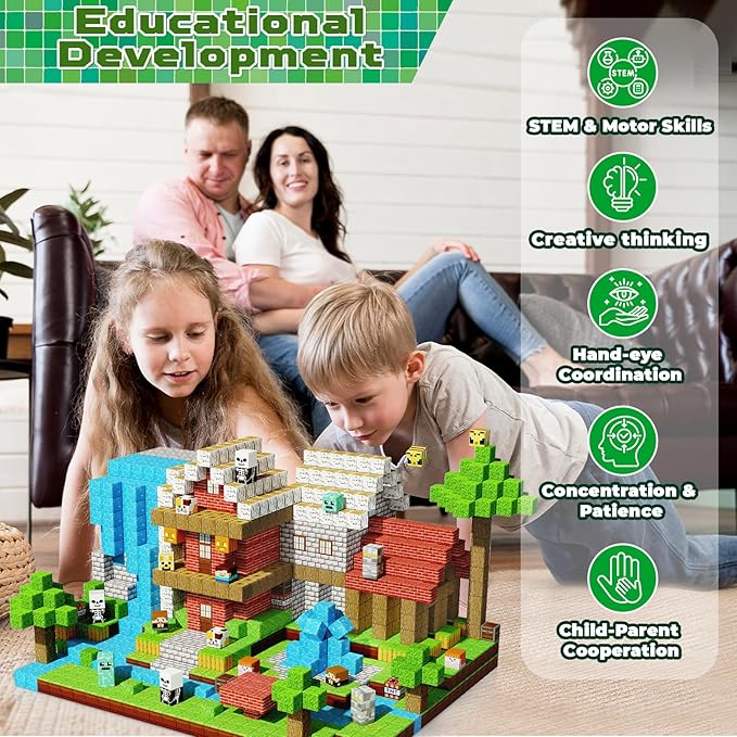 200PCS Magnetic Blocks - Magnetic Building Blocks, Magnet Cubes Game, Stacking Forest Set, STEM Montessori Sensory Stacking Toys for Kids Boys and Girls Ages 3+ Easter Birthday Gifts