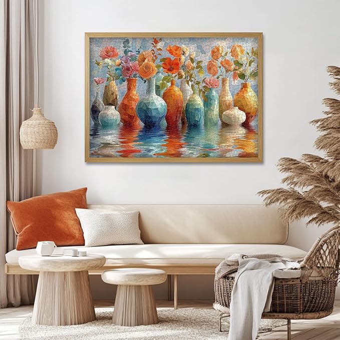 Colorful Wildflower Puzzle for Adults 1000 Pieces, Larkipuzz Difficult Flower Plant Jigsaw Puzzle Rainbow Art, Hard Challenging Gradient Floral Vase Art Theme as Home Decor
