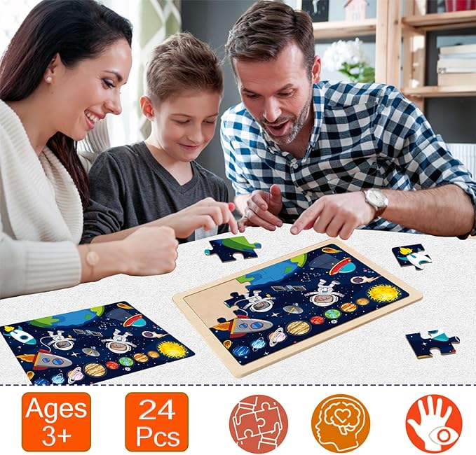Puzzles for Kids Ages 4-6, 24 Pieces Wooden Puzzles for Toddler Toys for Boys 3-5 Children Jigsaw Puzzles for Kids Ages 4 5 6 7 8 Year Old Toys Boys Girls Gifts