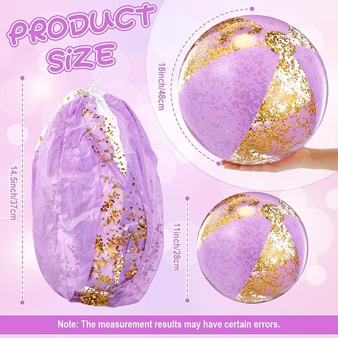 12 Pcs 16 Inch Inflatable Beach Balls Bulk Jumbo Pastel Inflatable Decorated Ball with Macaron Color PVC Party Ornaments for Summer Birthday Party Decoration(Purple)