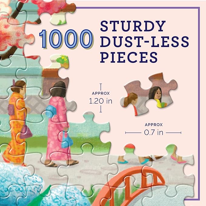 eeBoo 1000 Piece Puzzle - Seasons in Kyoto Jigsaw Puzzle for Adults, Square 23" x 23" Made with Recycled Board & Vegetable-Based Ink