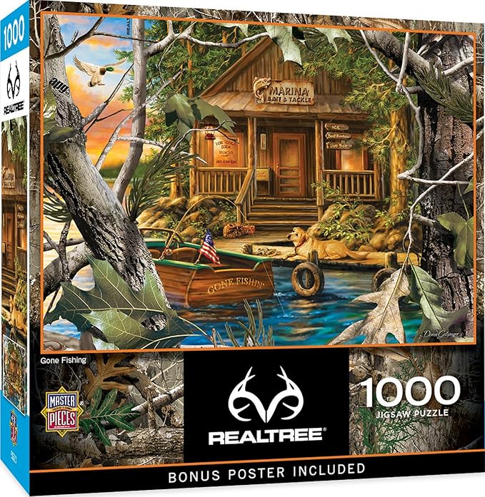 MasterPieces 1000 Piece Jigsaw Puzzle For Adults, Family, Or Youth- Gone Fishing - 19.25"x26.75" - 96 character