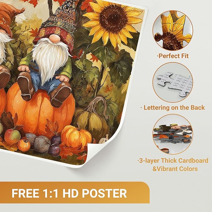 The Harvesting Gnomes Puzzles for Adults 1000 Pieces, Impossible Impossible Hard Difficult Challenging Jigsaw Puzzle 1000 Pieces, Christmas Birthday Gifts Home Decor for Adults/Friends/Family