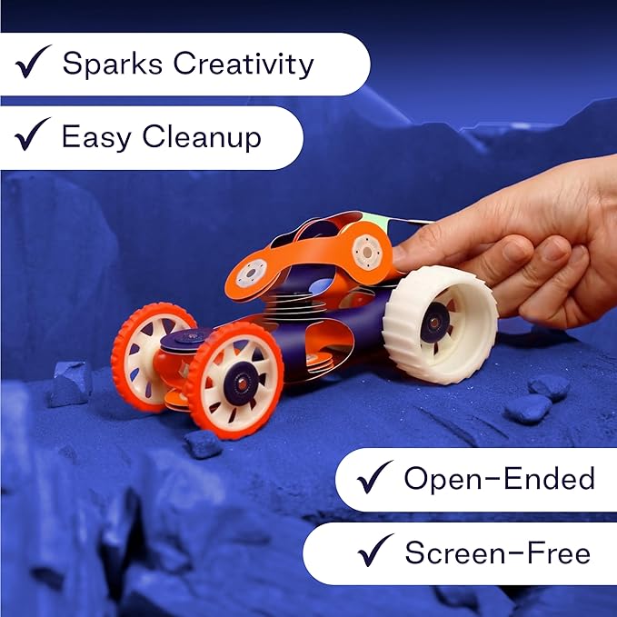 Clixo Mars Station Pack - 48 Magnetic Pieces in 14 Shapes. Flexible STEM Building Glow-in-The-Dark Set with All-Terrain Wheels & Galactic Adventure. Build Rovers, Spaceships & Labs. Ages 6+