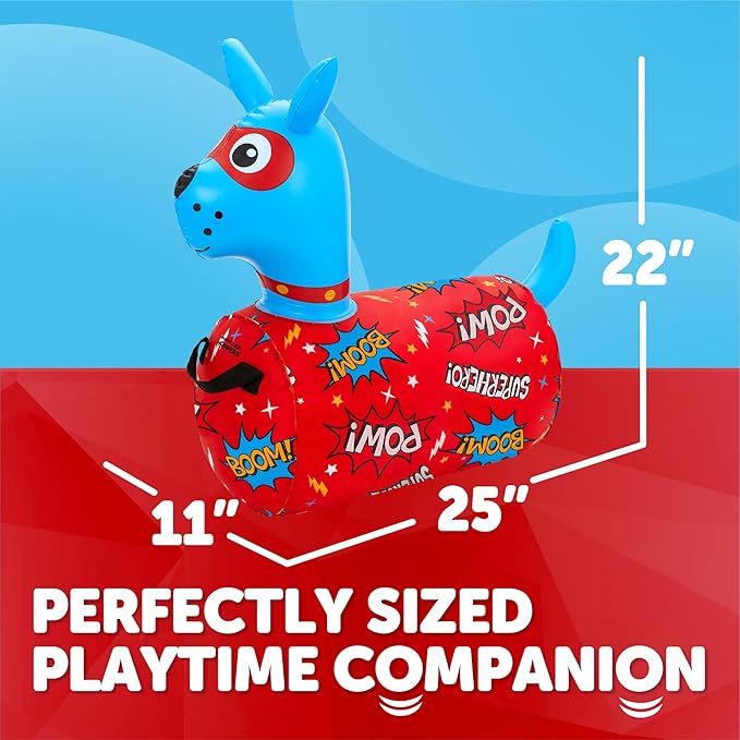 WADDLE Hip Hopper Inflatable Hopping Animal Bouncer Dog, Ages 2 and Up, Supports Up to 85 Pounds