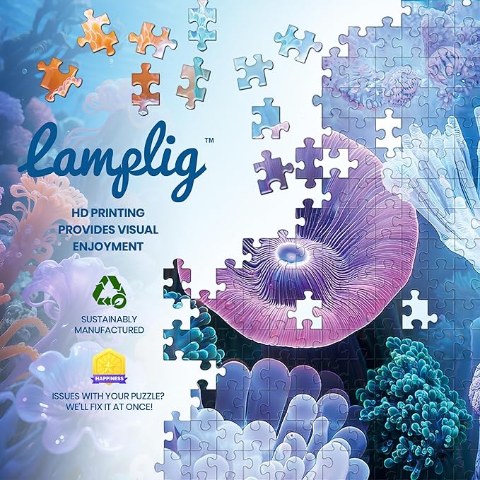 1000 Piece Puzzles for Adults,Colorful Coral Anemone Jigsaw Puzzle,Blue Ocean Puzzles 1000 Pieces,Creative Games Difficult Underwater World Puzzle Home Decor Toy for Adults (27.5"x19.6"), 1:1 Poster