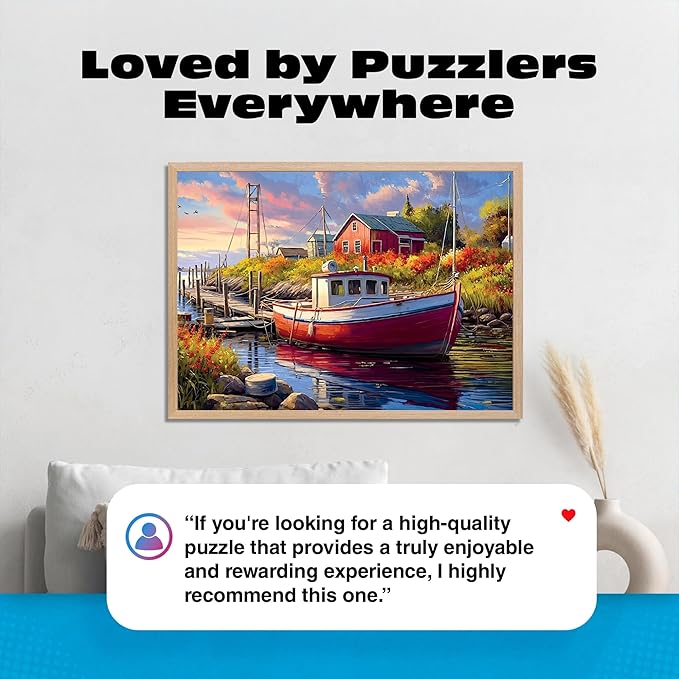 Buffalo Games - Old Boathouse 500 Piece Jigsaw Puzzle for Adults, Americana Boat Puzzle with Full-Color Poster, Premium Quality Made in the USA