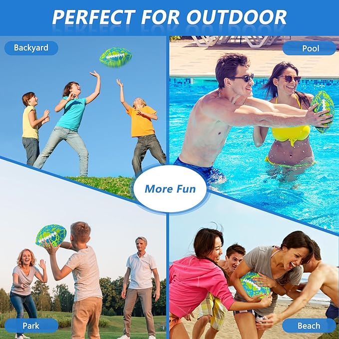 Jasonwell Waterproof Football Pool Toys - Strong Grip Soft Football for All-Weather Play Pool Games Beach Toys Water Footballs Outdoor Sports Toy Christmas Birthday Gifts for Kids Boys Teens Adults