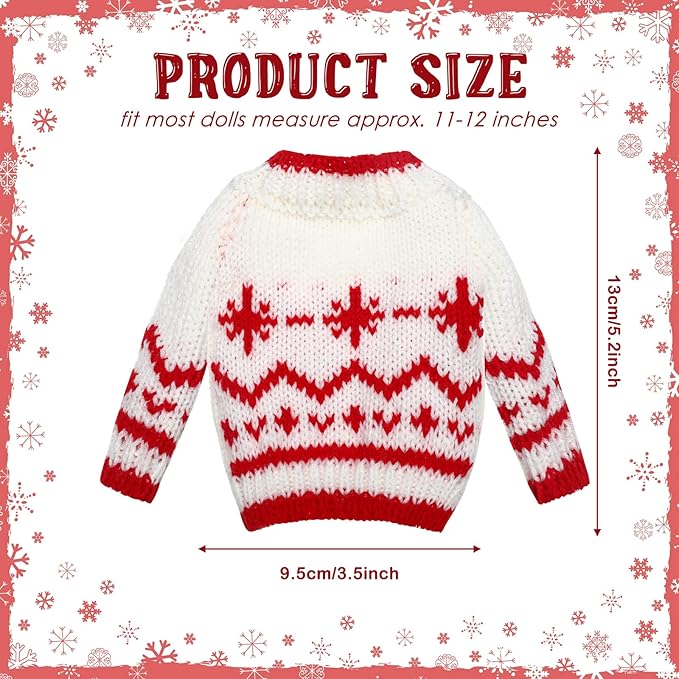 Chalyna 6 Pcs Christmas Doll Clothes Christmas Accessories Outfit Small Sweater Knitted Clothing Xmas Accessory Santa Clothing Accessories Clothes, Doll is Not Included(Stylish)