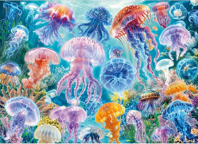 HUADADA Puzzles for Adults 1000 Pieces,Challenging Game Toys, Puzzles 1000 Pieces,Impossible Puzzle, Family Decoration Puzzle-Dreamy Jellyfish