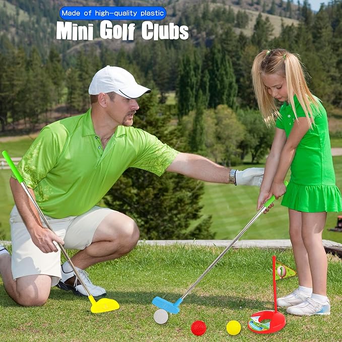 24 Pcs Toddler Golf Set Retractable Golf Clubs for Kids Indoor and Outdoor Sports Christmas Toy for Boys Girls Birthday Gifts, 3 Colors