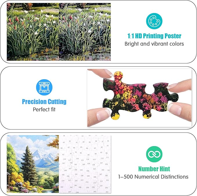 Motiloo Jigsaw Puzzles 500 Pieces for Adults - Mountain Cottage Landscape Jigsaw Puzzle, Nature Scene Challenging Puzzle Perfect for Game Nights